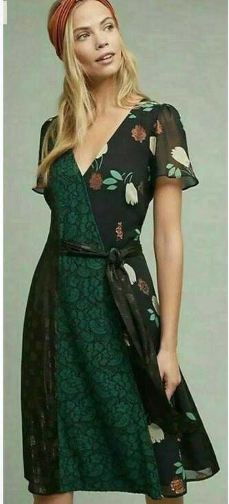 Anthropologie Dresses & Skirts - Moulinette Soeurs Anthropologie Ciao Bella Mixed Media Floral Lace Wrap Dress